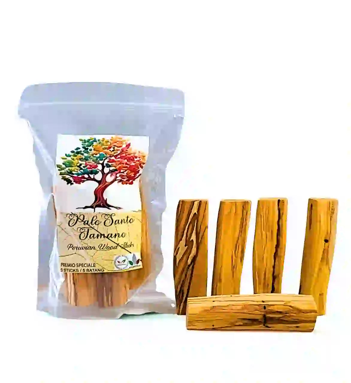 Premium Palo Santo Tamano sticks packaging transparent